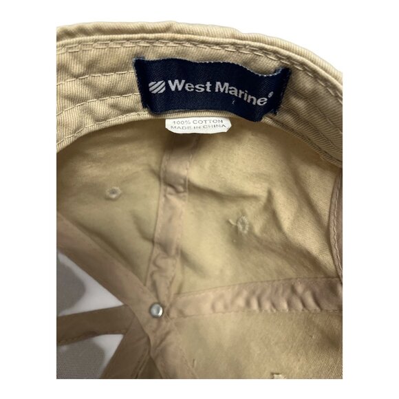 Vintage Y2K West Marine Nautical Crest Hat – Beige Cotton Adjustable Cap – Ship - Picture 6 of 6